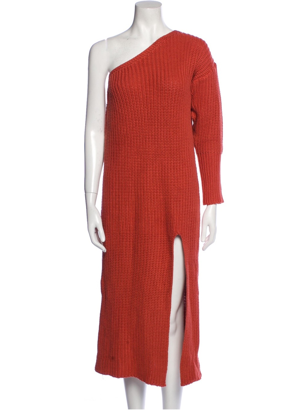 NWT JLUXLABEL One-Shoulder Knit Midi Dress in Rust